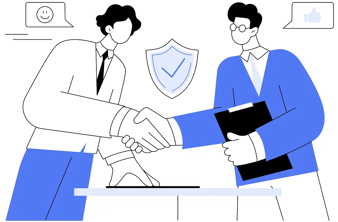 Illustration of two people shaking hands.